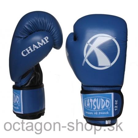 Boxerské rukavice - Katsudo - kožené - Champ - modré
