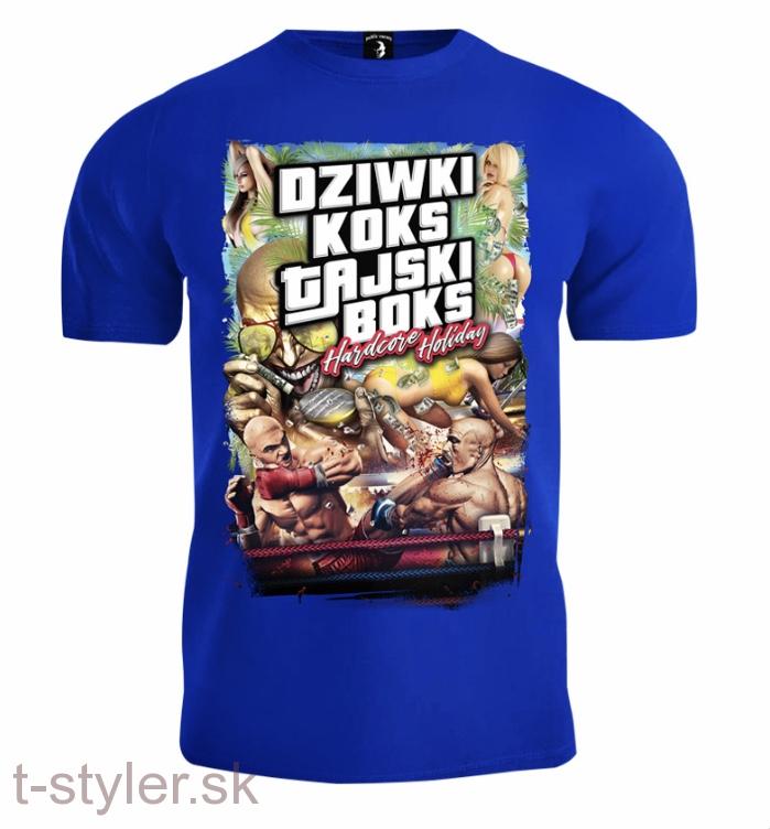 Tričko - Public Enemy - Dziwki Koks Tajski Boks - Modré
