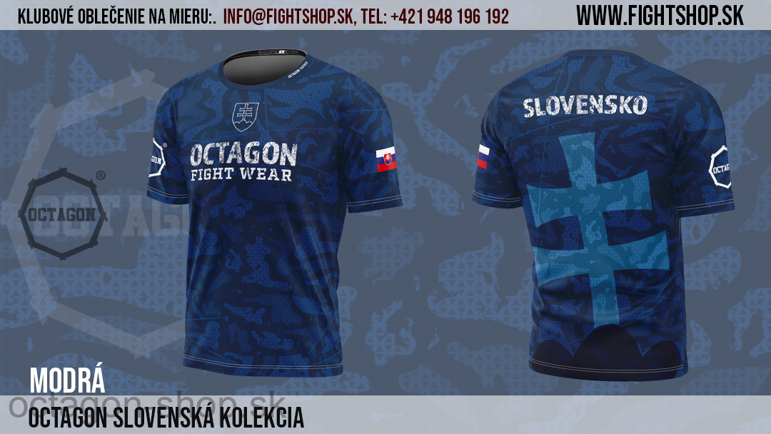 Detské športové tričko - Octagon - Slovak Collection - modré