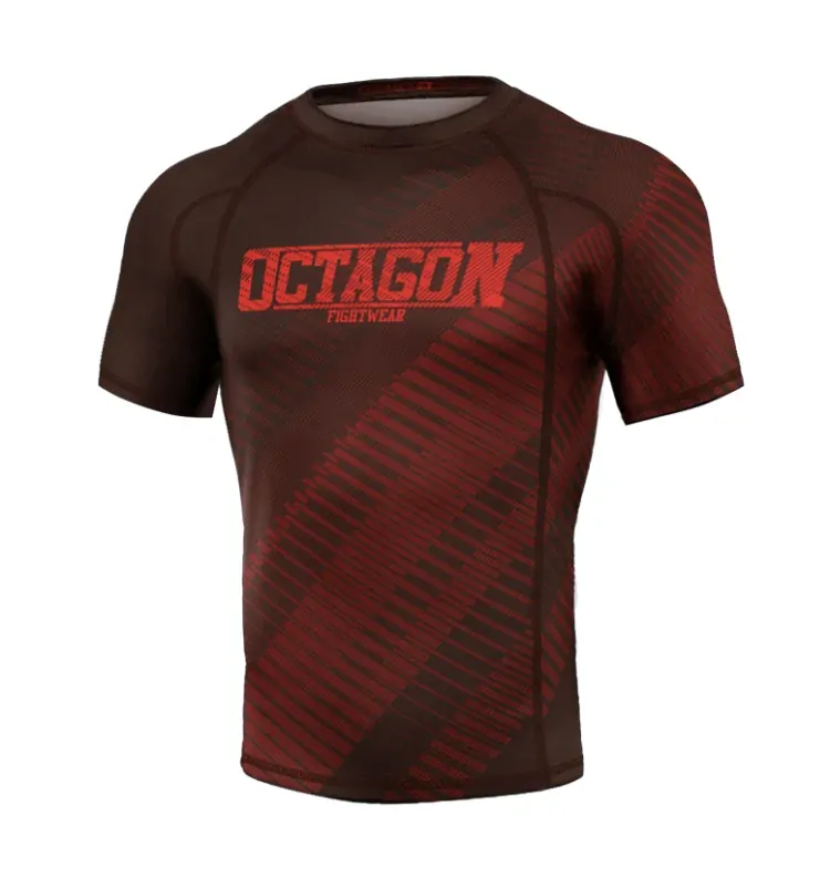 Rashguard - Octagon - Blocks - červený