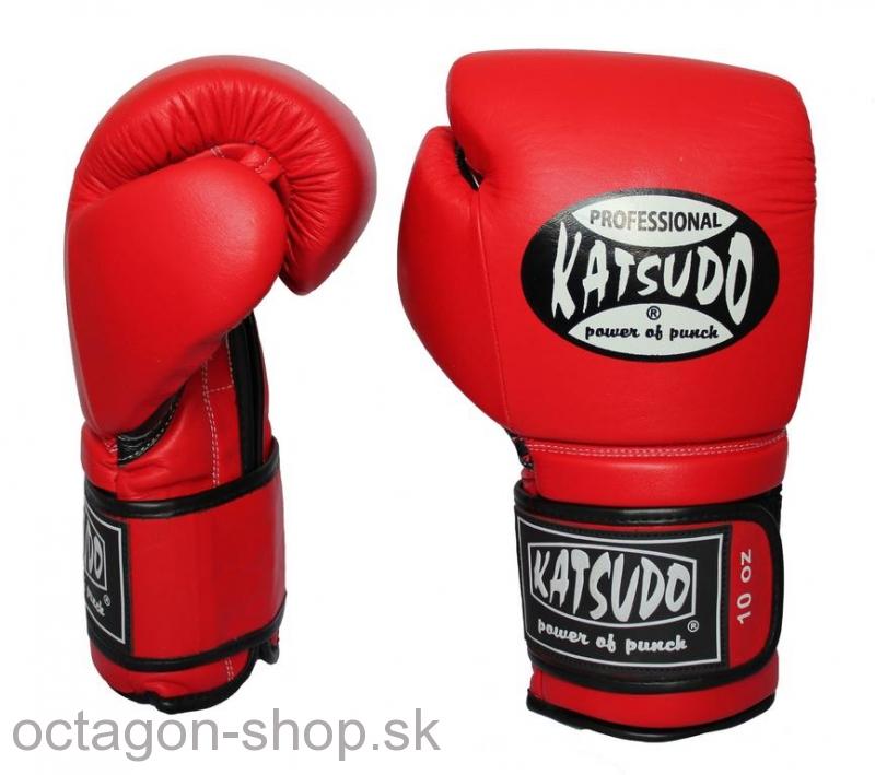 Boxerské rukavice - Katsudo - kožené - Profesionál II - červené
