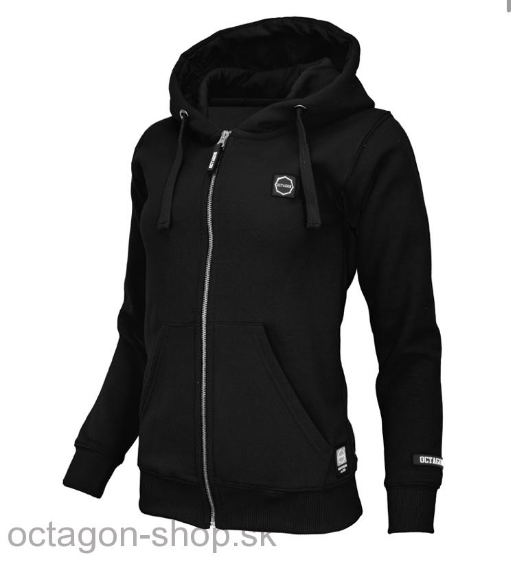 Dámska Mikina - Octagon - Malé Logo s kapucňou zips - čierna