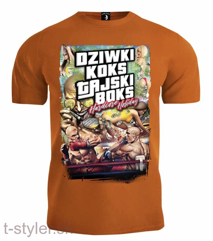 Tričko - Public Enemy - Dziwki Koks Tajski Box - Oranžové