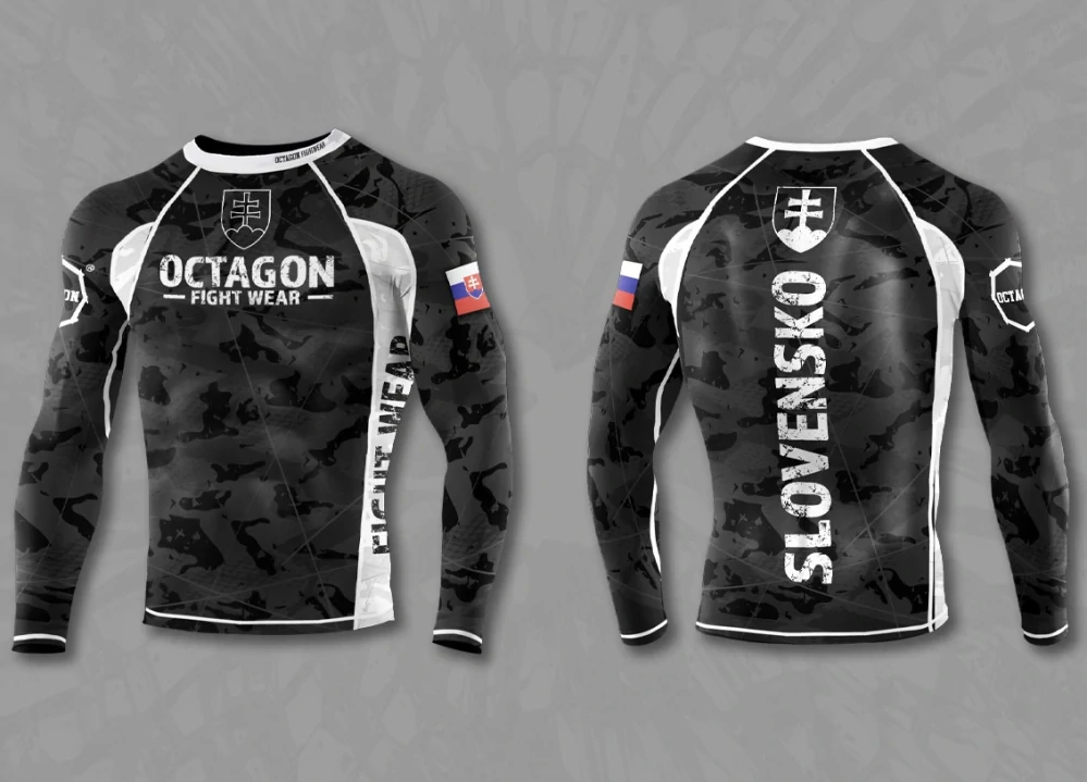 Rashguard - Octagon - dlhý rukáv - Slovak Collection - čierny