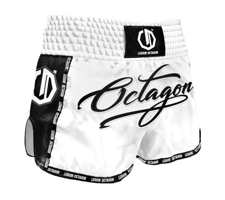 Muay Thai trenky - Octagon - Script - biele