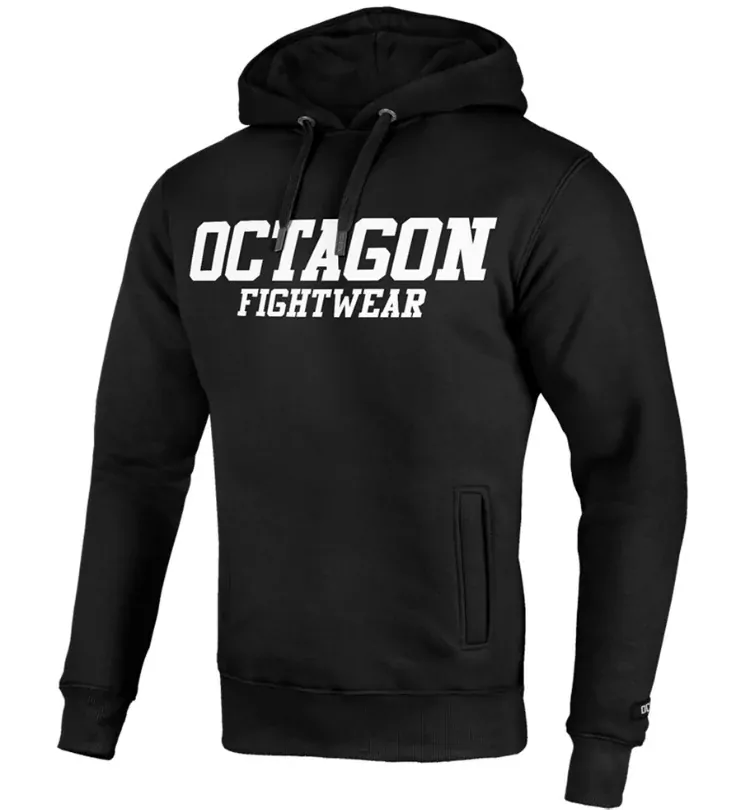 Mikina - Octagon - FW Straight s kapucňou - čierna/biely nápis