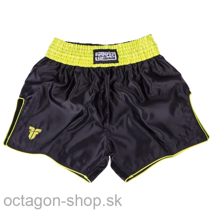 Muay Thai trenky - Fighter - Bangkok plain - čierne/neon žltá