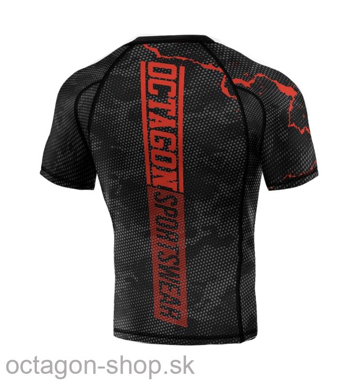 Rashguard - Octagon - Marble Camo - čierna/červená