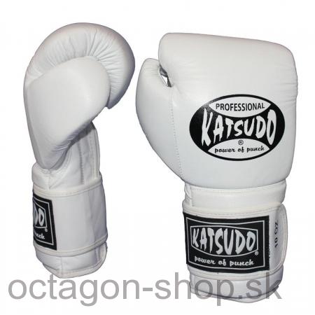 Boxerské rukavice - Katsudo - kožené - Profesional II - biele