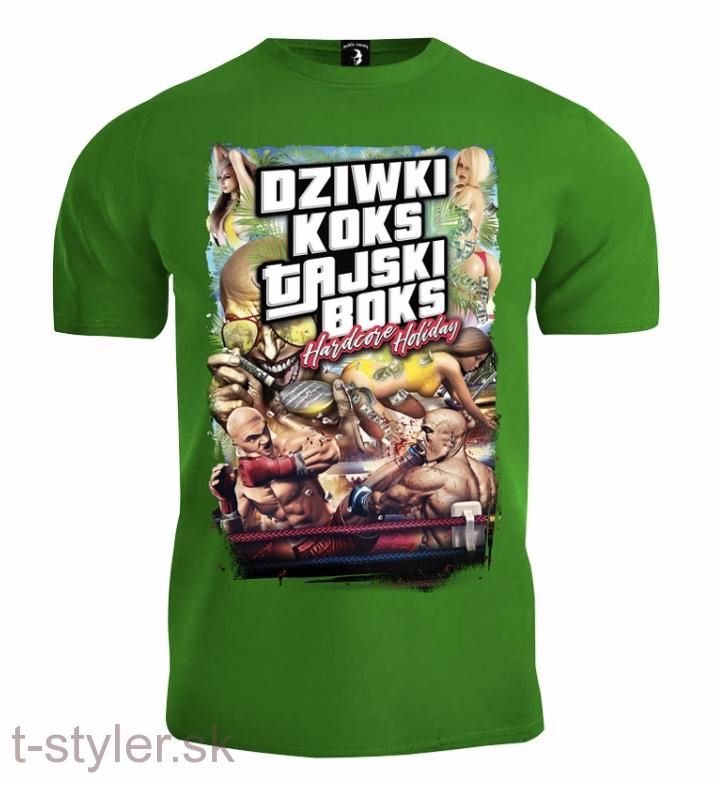 Tričko - Public Enemy - Dziwki Koks Tajski Box - Zelené
