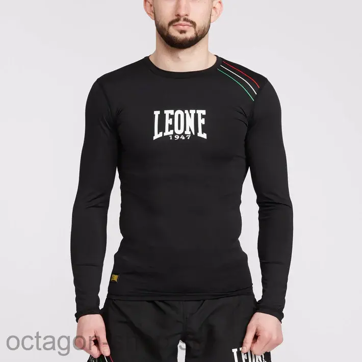 Rashguard - LEONE1947 - Flag - dlhý rukáv - čierny