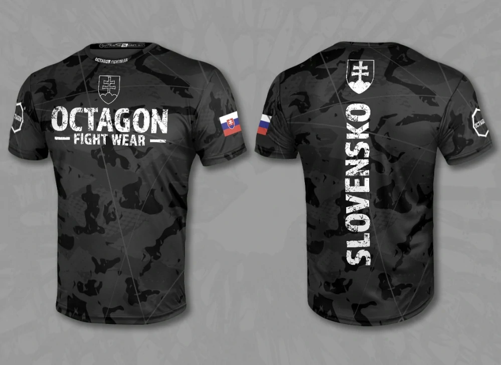 Športové tričko - Octagon - Slovak Collection - čierne