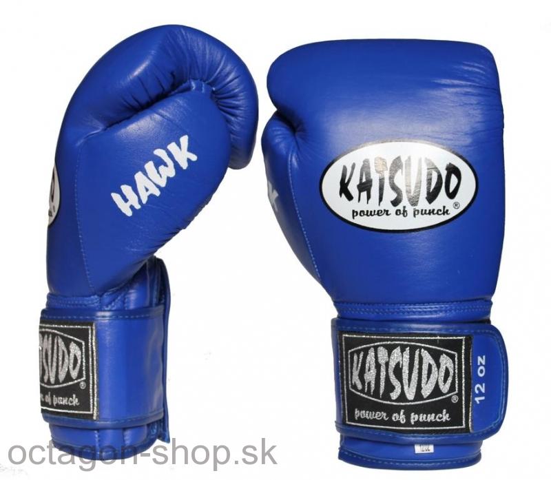 Boxerské rukavice - Katsudo - kožené - Hawk - modré