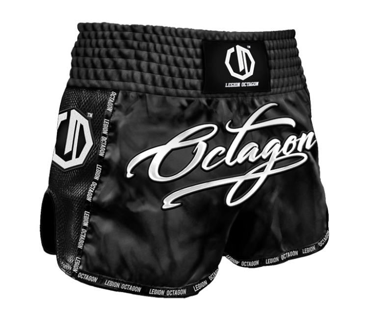 Muay Thai trenky - Octagon - Script - čierne