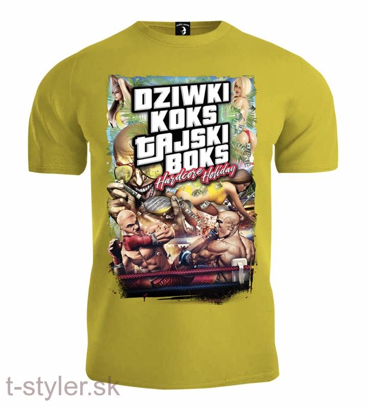 Tričko - Public Enemy - Dziwki Koks Tajski Boks - Žlté