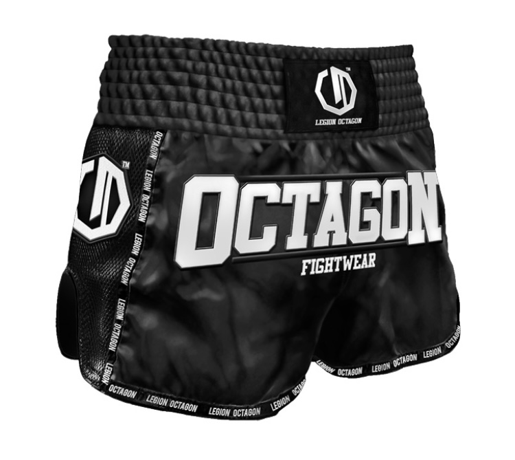 Muay Thai trenky - Octagon - Fight Wear - čierne/biele