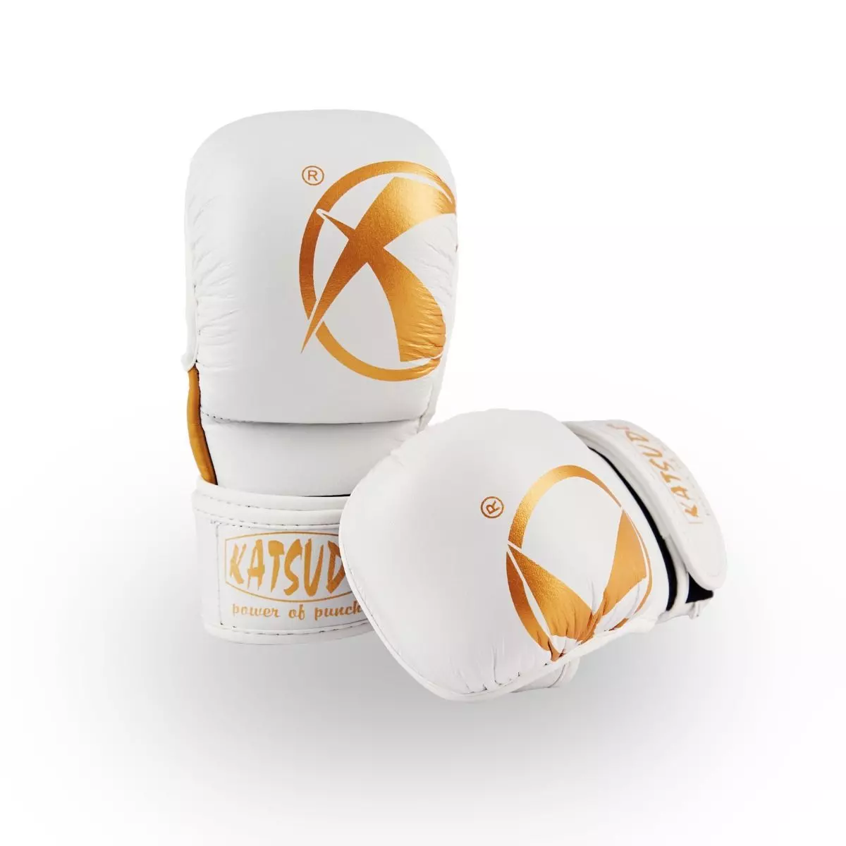 Sparingové MMA rukavice - Katsudo - Revenge - kožené - biele
