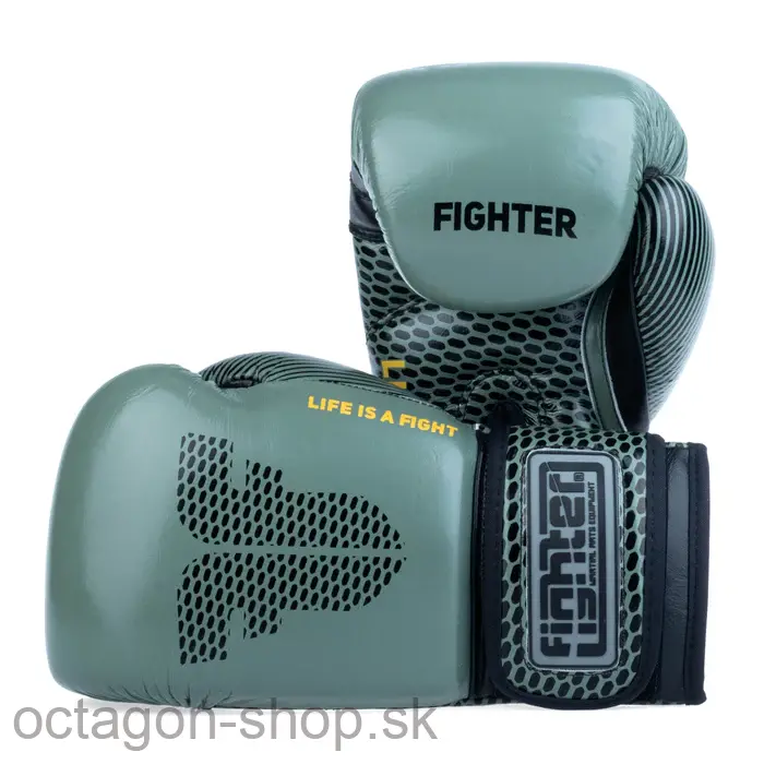 Boxerské rukavice - Fighter - Training Koža - khaki