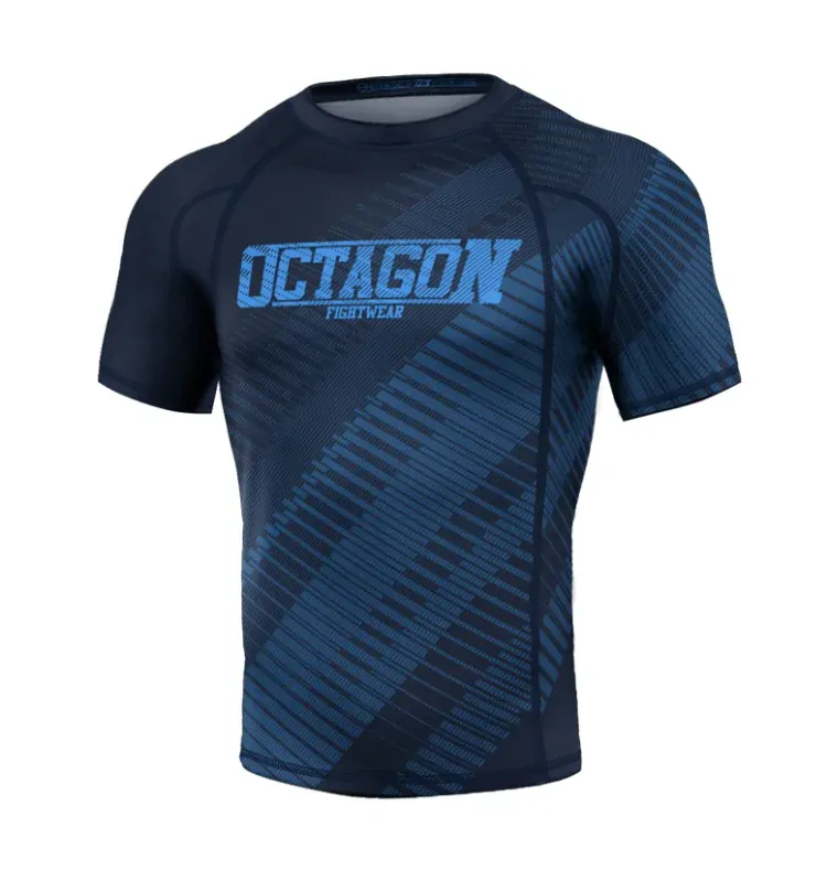 Rashguard - Octagon - Blocks - modrý
