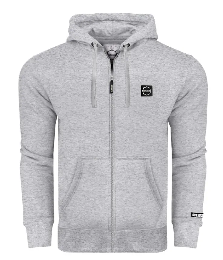 Mikina - Octagon - Malé Logo zips s kapucňou - šedá