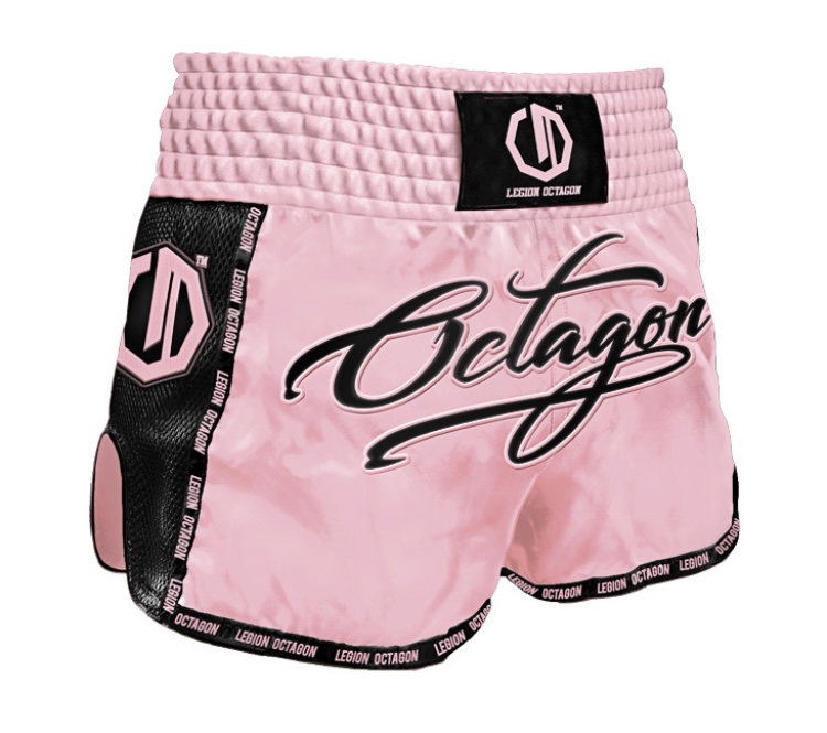 Muay Thai trenky - Octagon - Script - ružové