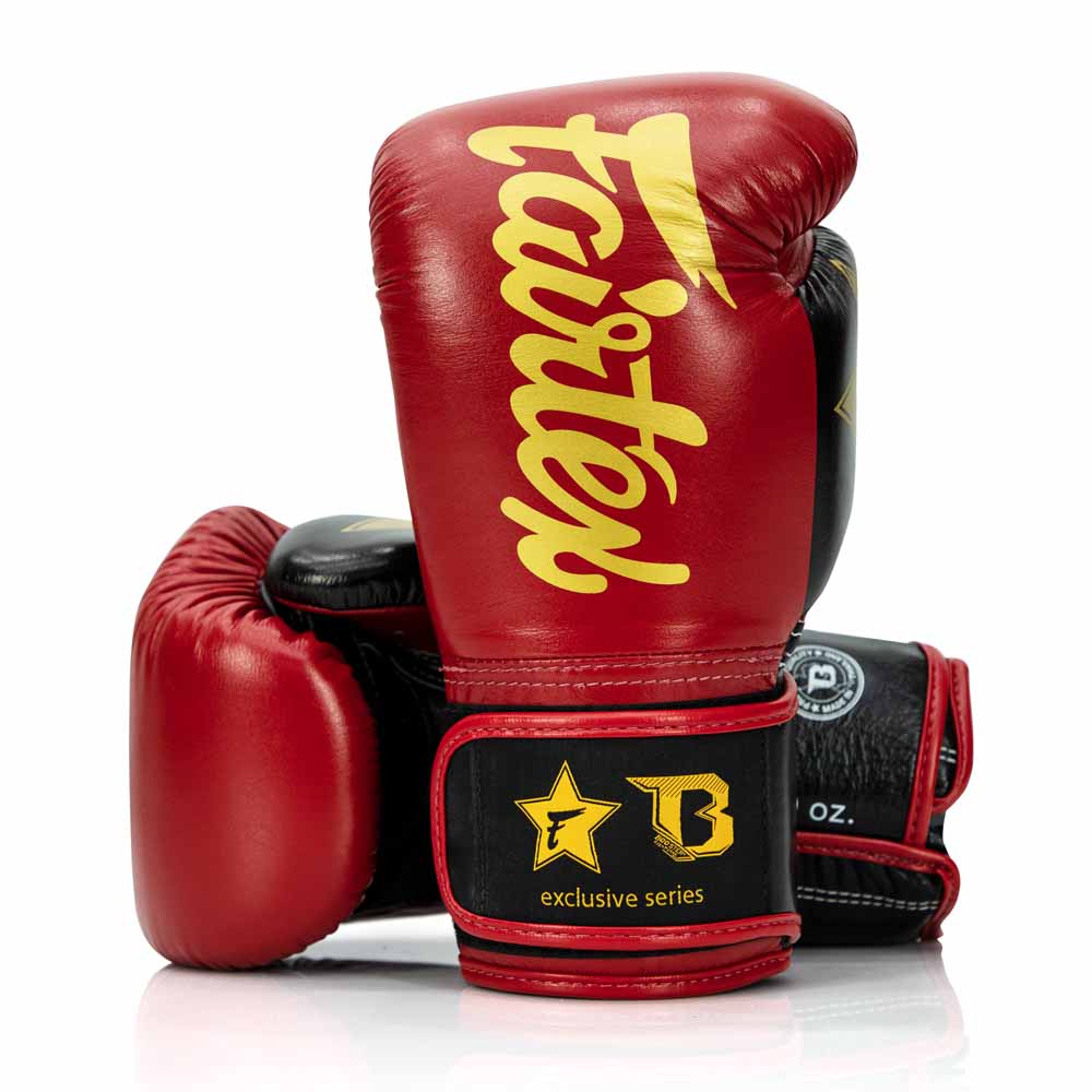 Boxerské rukavice - Fairtex x Booster - Red/Black/Gold